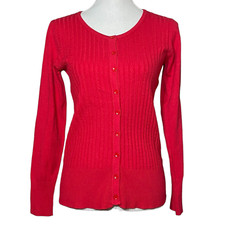 Wool Blend Cable Knit Cardigan GUC L Sweater Holiday Christmas