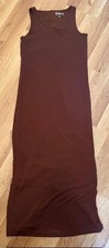 QUINCE tencel rib knit midi bodycon line dress brown Sz. M medium