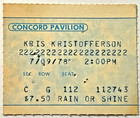 1978 Kris Kristofferson / Rita Coolidge Concert Ticket - Concord Pavilion — photo 1