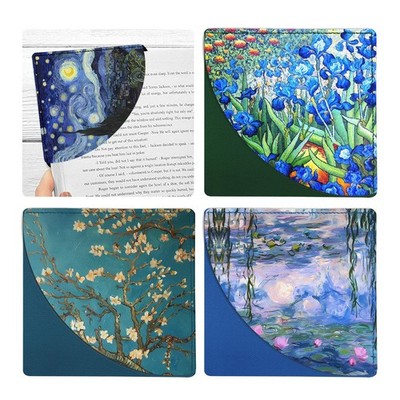 4 Pcs Van Gogh Corner Bookmarks, Oil Painting Vintage Floral Leather Book Access
