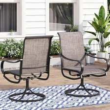 Swivel patio dining chairs set of 2, outdoor dining chairs with breath
