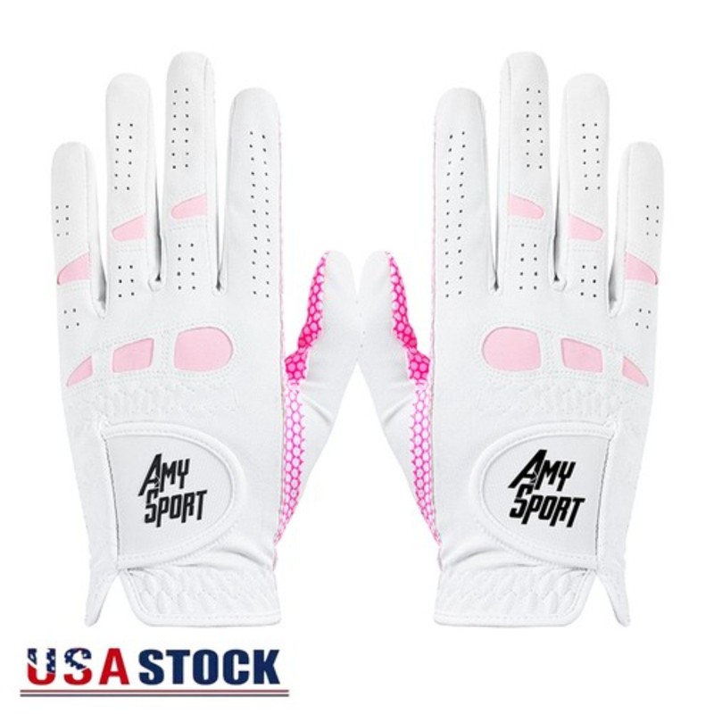 1 Pair Women's Golf Gloves for Left and Right Hand, All-Weather Rain Grip Large