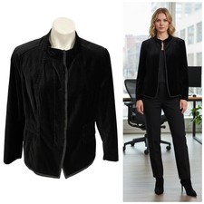 Coldwater Creek Blazer Womens Sz 16 Black Velvet Jacket Workwear Business Casual