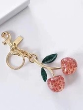 COACH Pink Cherries KeyChain Bag Charm Resin and Metal