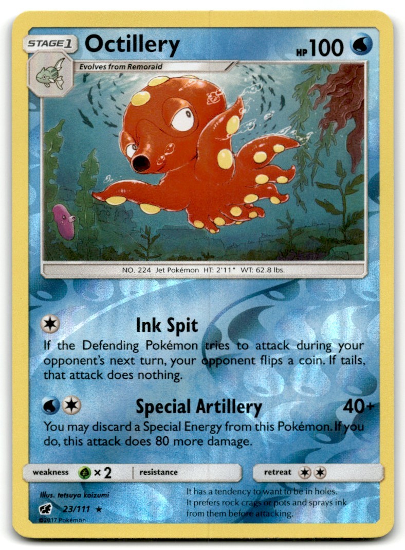 2017 Sun & Moon - Crimson Invasion Pokemon TCG Card #23 Octillery Reverse Holo