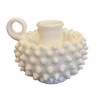 Fenton Hobnail White Milk Glass Single Finger Loop Handle Candle Holder