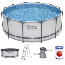 Bestway 56420 Frame Pool Steel Pro Set 366x122 cm Pompa di Filtraggio Scala