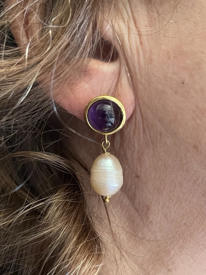 Orecchini con ametiste per le barocche in argento 925 - Immagine 4 di 4