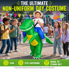 Aufblasbarer gr&uuml;ner Drache Aufsitzkost&uuml;m f&uuml;r Kinder 120-150 cm Halloween Kost&uuml;m