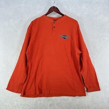 Vintage Harley-Davidson Shirt Mens L Orange Thermal Henley New York City Biker
