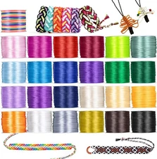 Nylon Cord for Bracelet Making, 25 Bright Colors, 1.5mm Satin Silk