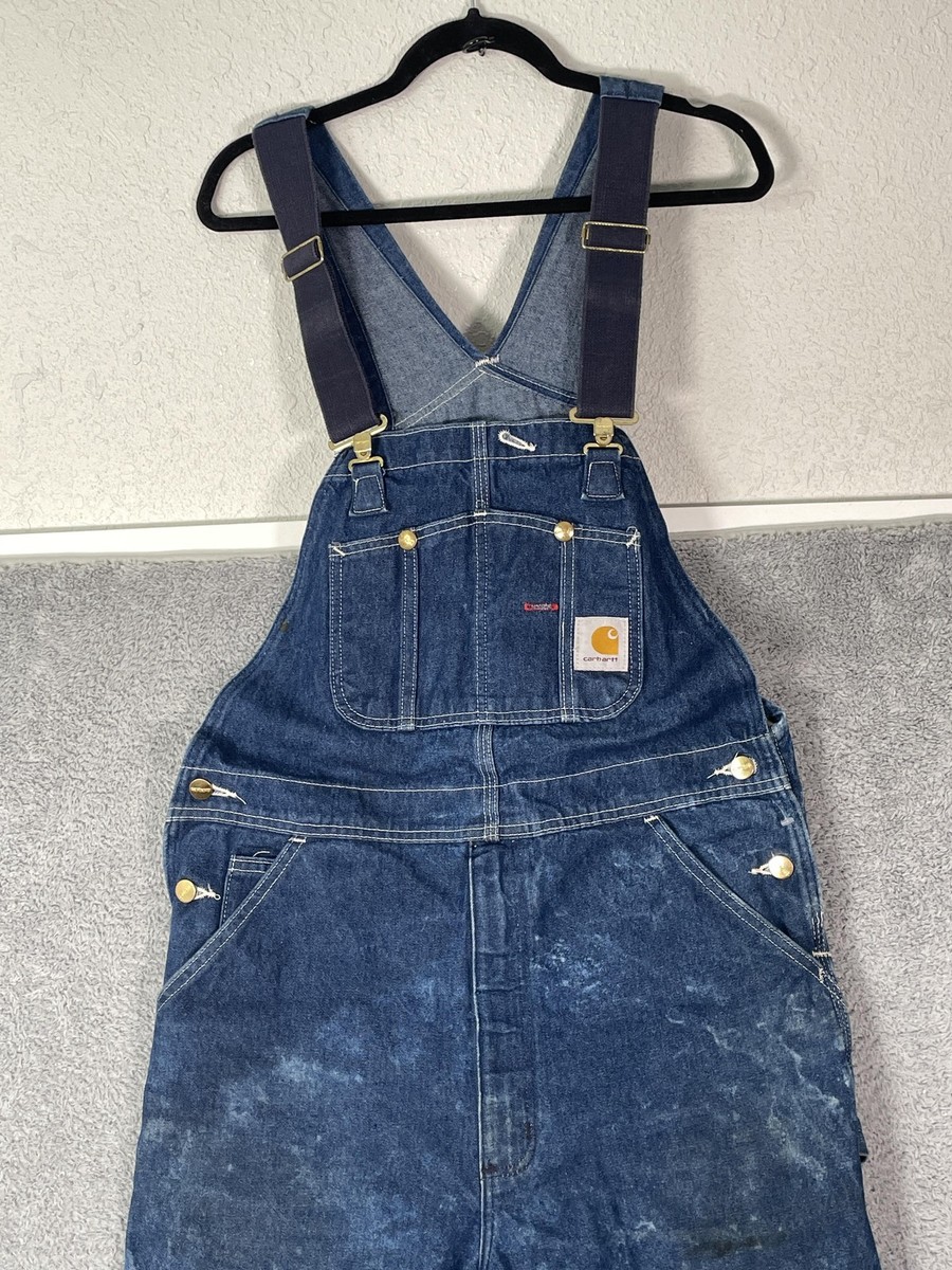 Carhartt R08 DNM オーバーオール 36×32 Carhartt Overalls Mens 36x32 Blue Denim Bib Workwear Utility R08