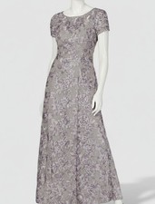 Alex Evenings Womens Gray Rosette A-Line Gown Dress Size 18