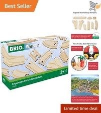 Wooden Train Track Expansion Pack 16-Piece Grow Railway Sets Play for Kids