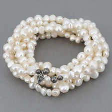 Retired Silpada Sterling Pearl GODDESS Stretch Bracelet B1601 Complete Set of 7 