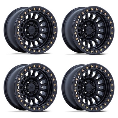Set 4 17'' KMC KM239 Impact Beadlock Matte Black 17x9 Wheels 6x5.5 -12mm Rims