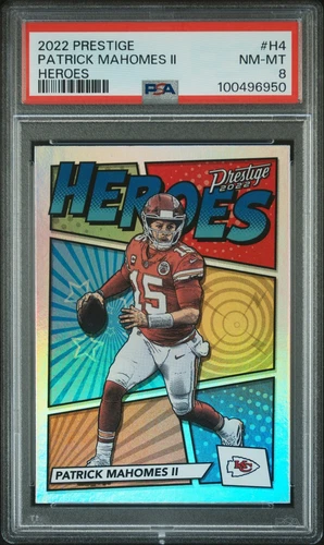 2022 PANINI PRESTIGE HEROES #H4 PATRICK MAHOMES II PSA 8