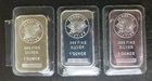 Lot of Three Sunshine Minting 1oz Silver Eagle Bars in Plastics