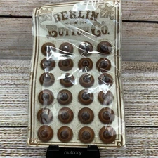 Vintage Berlin Button Co Card 24 Brown Dome Buttons Sewing Crafts