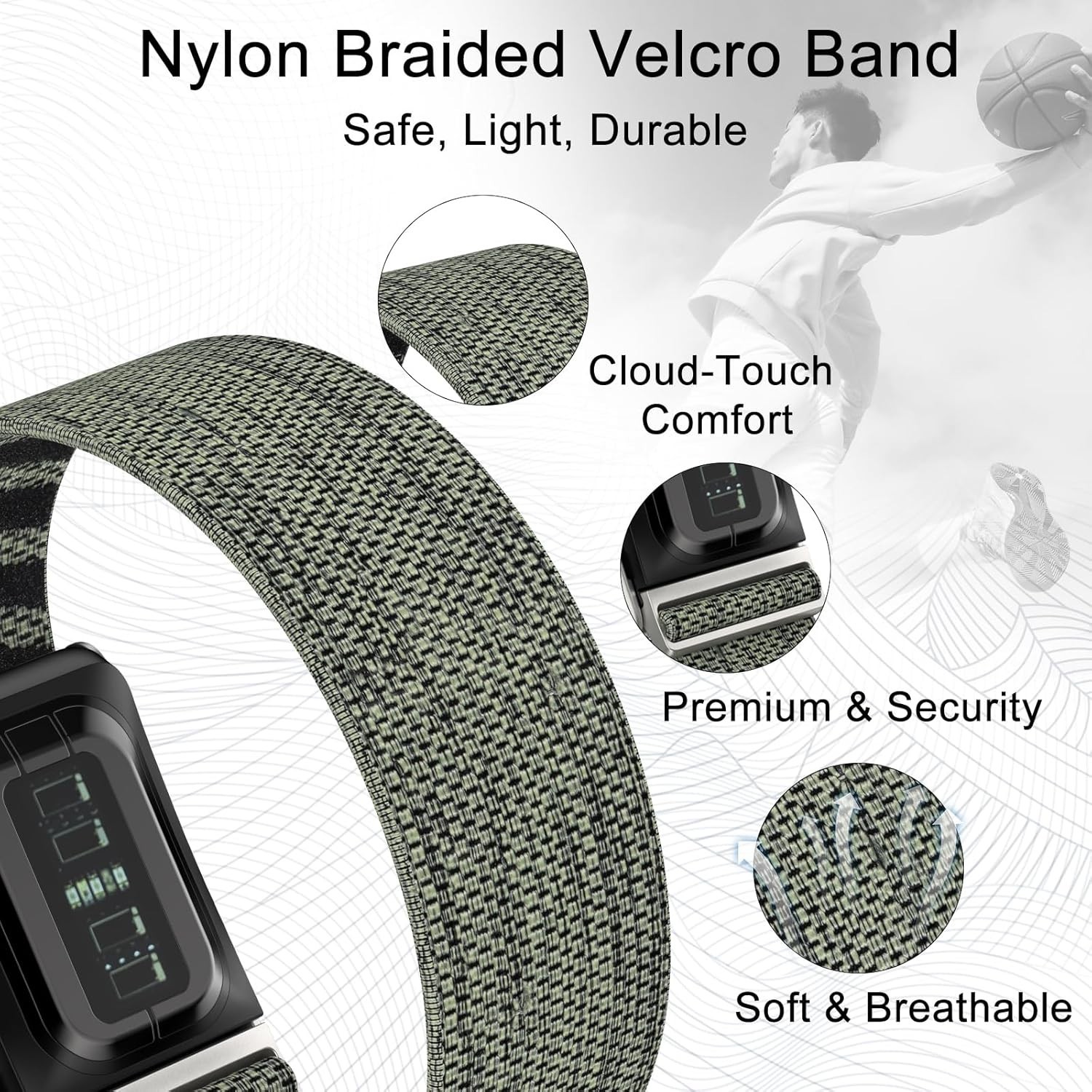 Waterproof Adjustable Nylon Strap for Whoop 5.0 - Fits Wrist Sizes 150-232mm