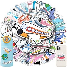 Airplane Stickers, 50 PCS Cartoon Aircraft Vinyl Decals 1.18-3.15 inch
