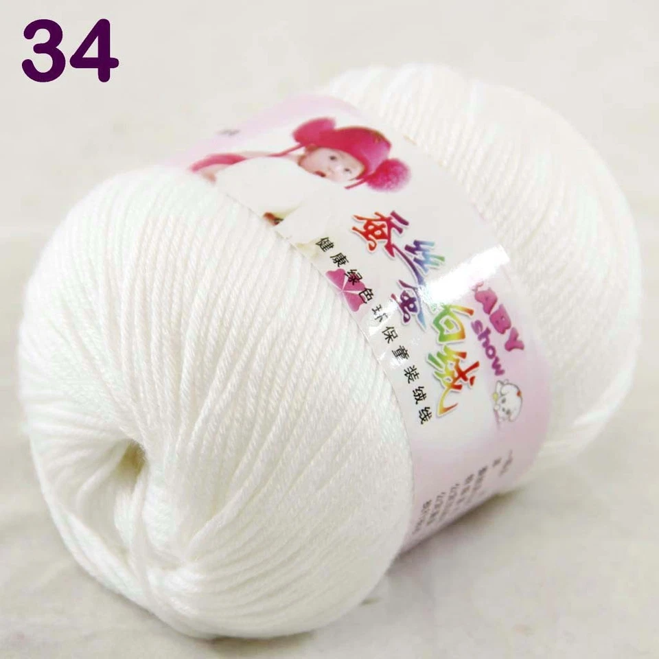 BabyDK 8 bolas x 50gr lã de seda cashmere malha à mão xales fio de crochê 34 - Imagem 3 de 4