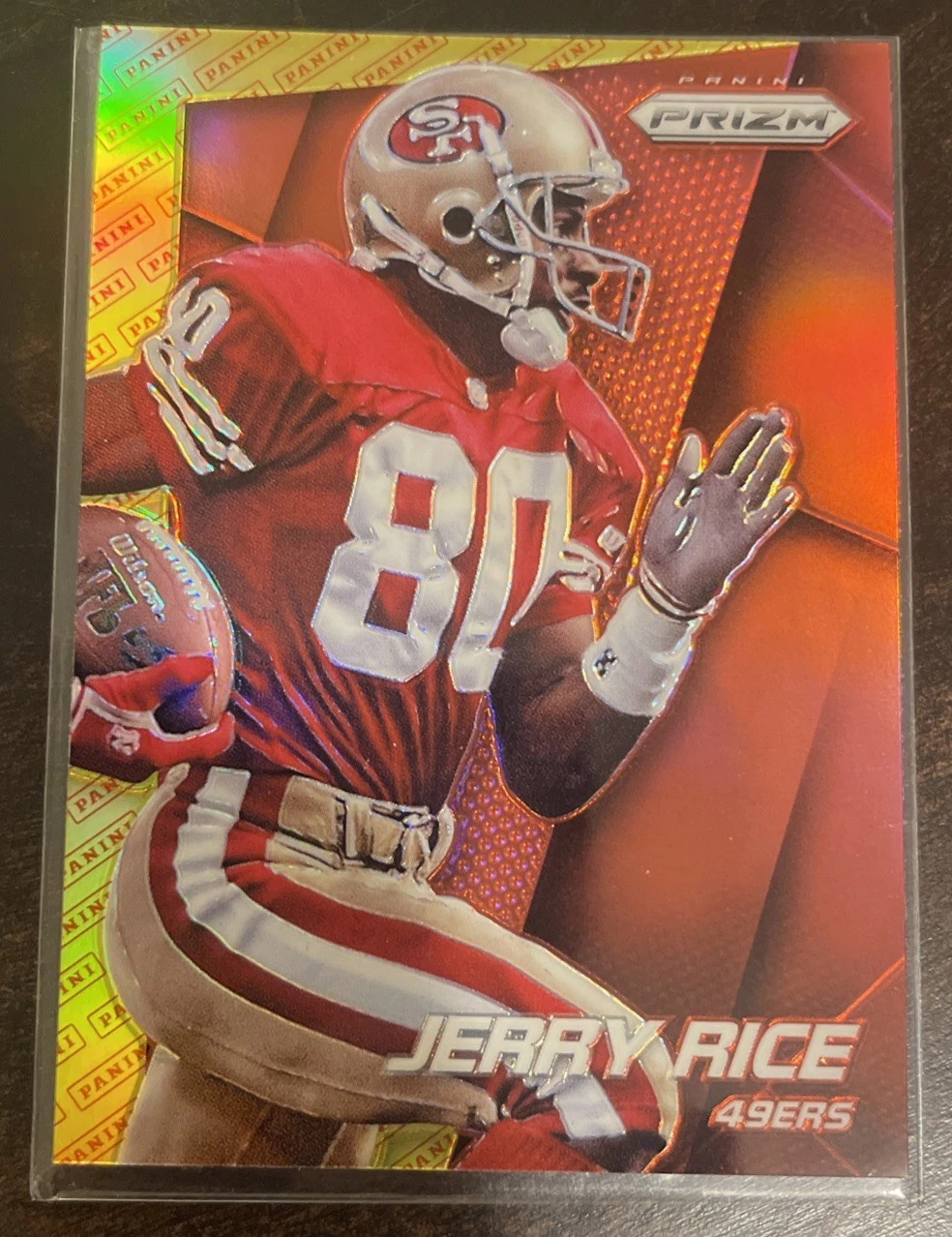 2014 Panini Prizm Jerry Rice #4 Red Gold Logo 49ers