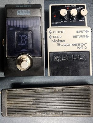 3 pedals. KORG PB-03 PITCHBLACK  Guitar TUNER, NS2 NOISE GATE, and CRY BABBY WAH