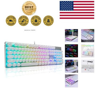 E-Yooso Z-88 RGB Mechanical Gaming Keyboard - Vintage Typewriter Style, 104 Keys
