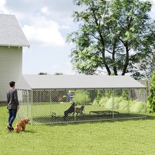 PawHut 20' x 10' x 7' Outdoor Dog Kennel with Roof, 2 Secure Latches