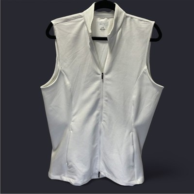 Greg Norman Collection NWT White Ribbed Zip-Up Vest Stand Collar Size L