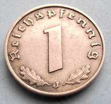 (899) GERMAN 3rd REICH 1938 J - 1  REICHSPFENNIG WWII COIN
