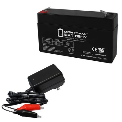 Mighty Max 6V 1.3Ah Battery Replacement for Toyo 3FM1.3 + 6V Charger