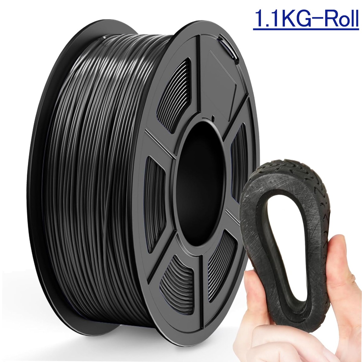 JAYO 1,1KG 90A TPU Flexibles 3D Drucker Filament 1,75mm Schwarz Hochelastisches