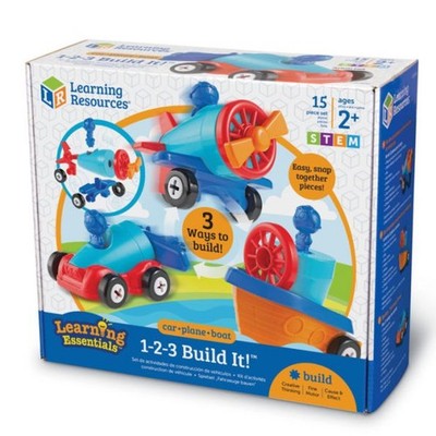 Learning Resources 1-2-3 Build It Auto Flugzeug Boot frühes Bauset Spielzeug