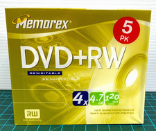 MEMOREX DVD RW 4x 4.7GB 120 min Rewritable 5 pack Standard Jewel Case New Sealed