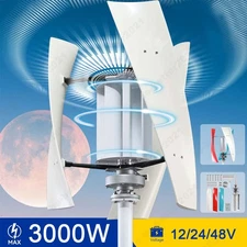 3000W Vertical Axis Windmills 12/24/48V Wind Turbine Generator Power 3 Blades