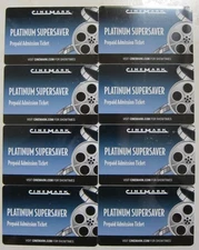 8 CINEMARK PLATINUM SUPERSAVER Century Theater Prepaid Movie Tickets / passes