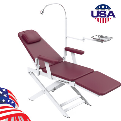 Portable Dental Chair Mobile Folding Chair With LED Light+Instrument Tray