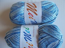 MeiMei silky yarn with sheen, light blue tones, lot of 2