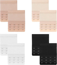 8 Pcs Women Bra Extenders 4 Hooks plus Size 3 Rows Bra Strap Extender Soft Bra