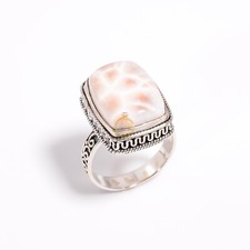 Pink Larimar Ring Natrolite Ring Thomsonite Ring 925 Sterling Silver Rings