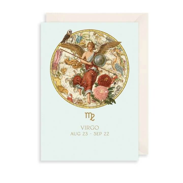 Virgo Birthday Card Zodiac Star Sign Horoscope - Illustrated Greeting Card