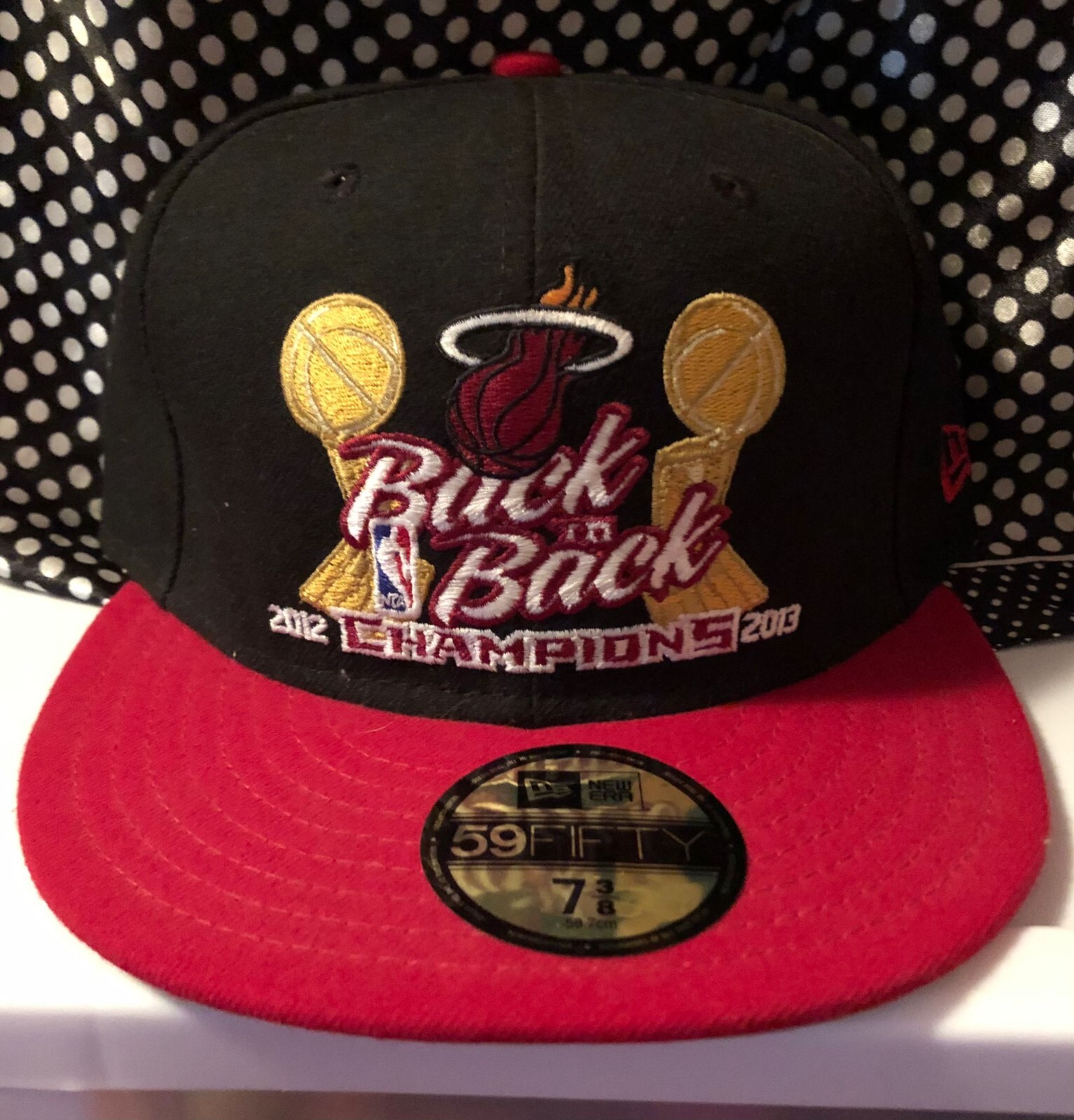 Miami Heat New Era 59FIFTY 2012&2013 Back To Back Champions Fitted Cap Hat 7 3/8