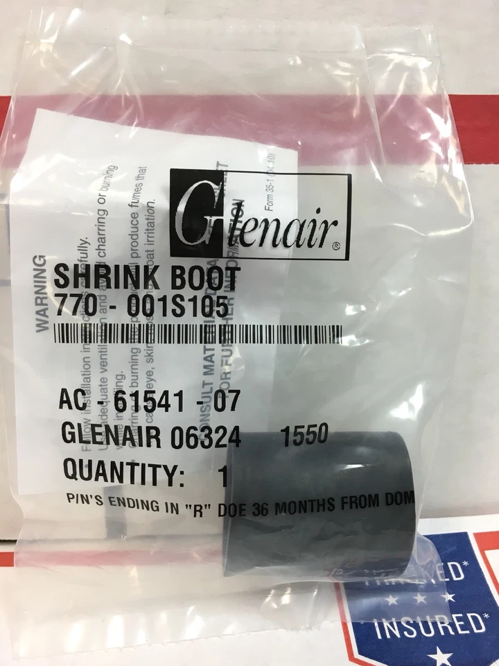 NEW GLENAIR 770-001S105 Straight LIP SHRINK BOOT W/EYELET NO ADHESIVE - Image 3 of 4