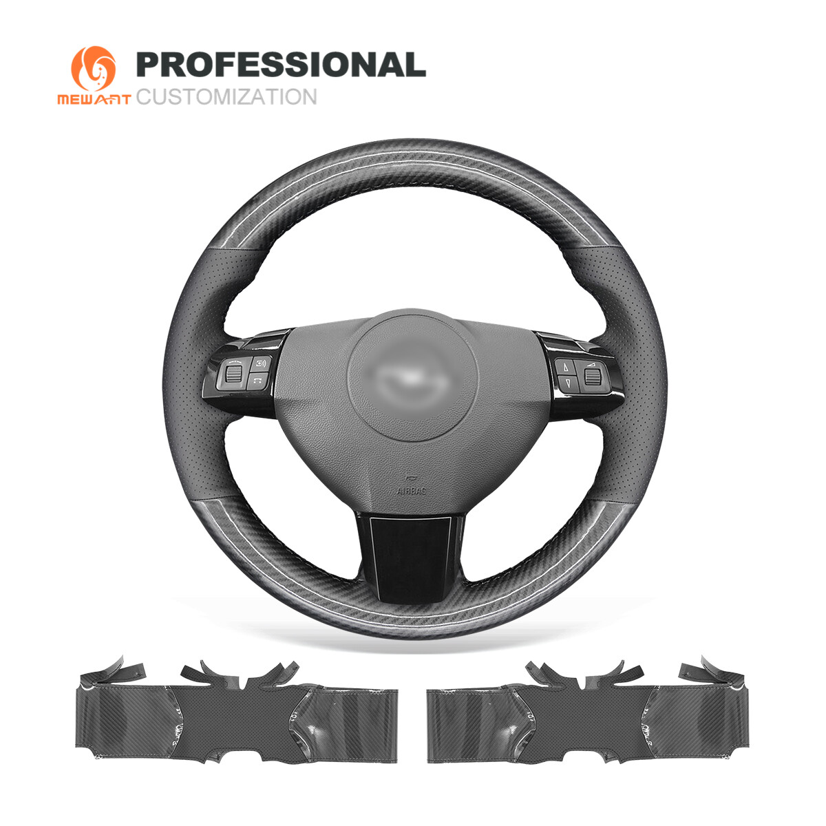 PU Carbon Fiber Genuine Leather Car Steering Wheel Cover for Holden Astra