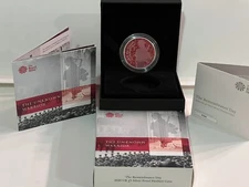 2020 UK 56.56g SILVER COLORIZED PROOF COIN.  REMEMBRANCE DAY.    ONLY 710 MINTED