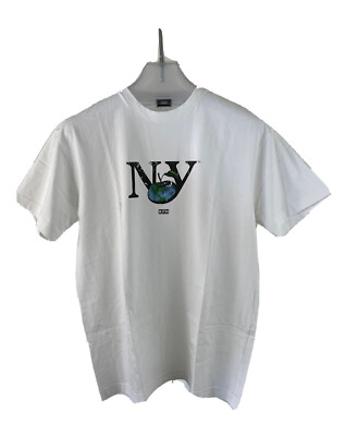 T-shirt Uomo KITH New Era NY To The World, Manica Corta, Bianca, Taglia M, Cotone