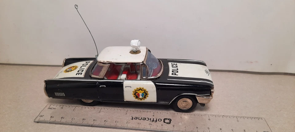ICHICO Made in JAPAN CADILLAC Police car Friction Tinplate 6 inch 16 cms vintage - Image 2 of 4