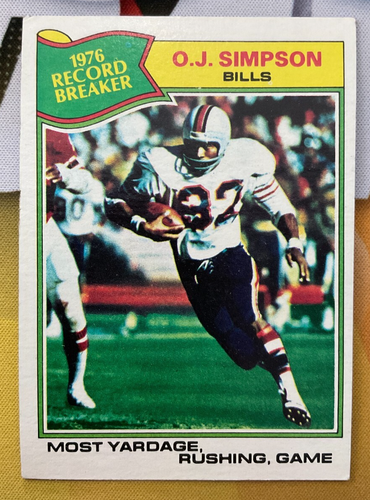 O.J. SIMPSON 1977 TOPPS FOOTBALL 1976 RECORD BREAKER RUSHING #453 - BILLS - EX